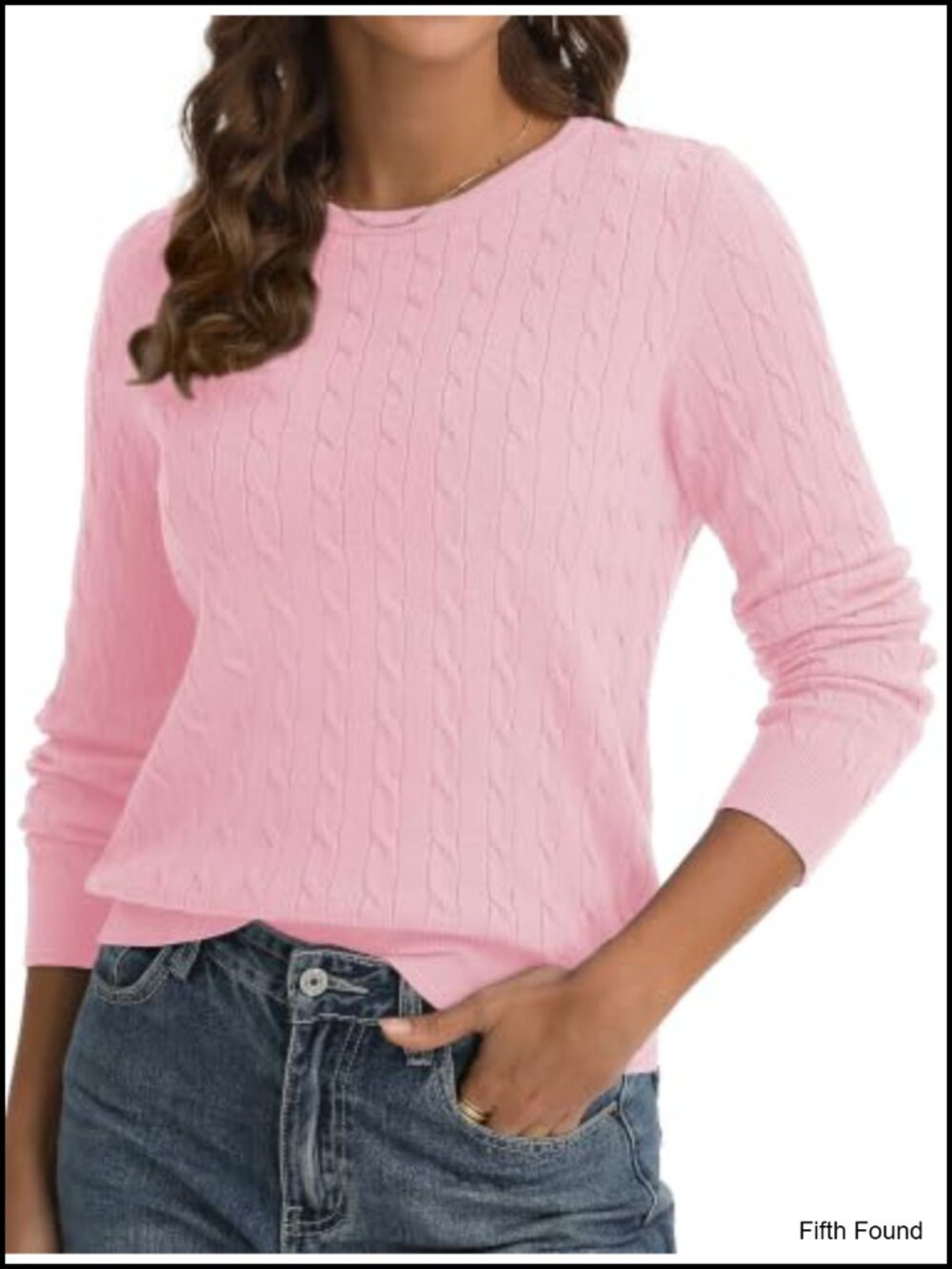 Cable Knit Long Sleeve Pullover Sweater Lightweight Viscose Blend